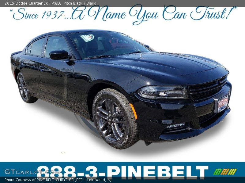 Pitch Black / Black 2019 Dodge Charger SXT AWD