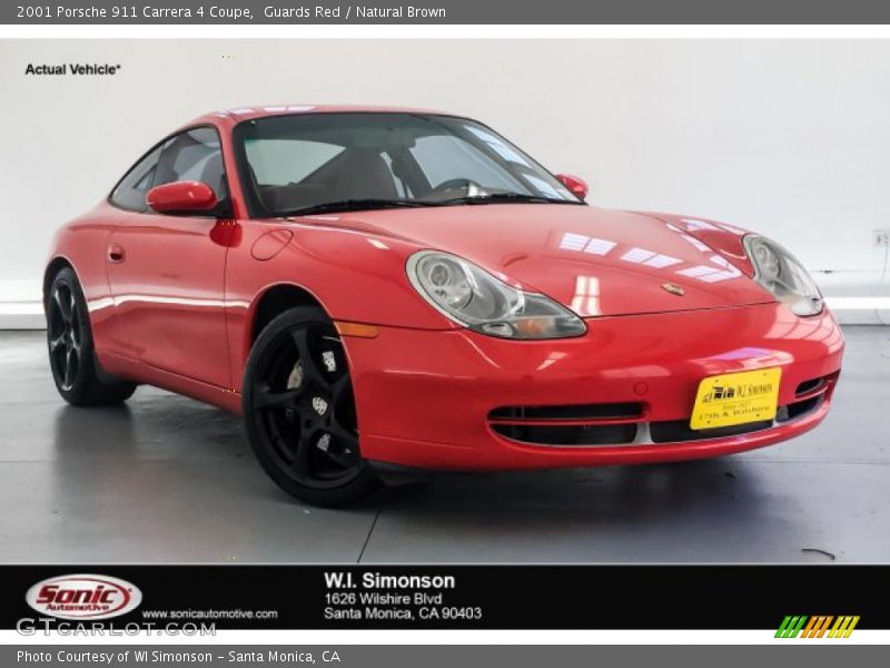 Guards Red / Natural Brown 2001 Porsche 911 Carrera 4 Coupe