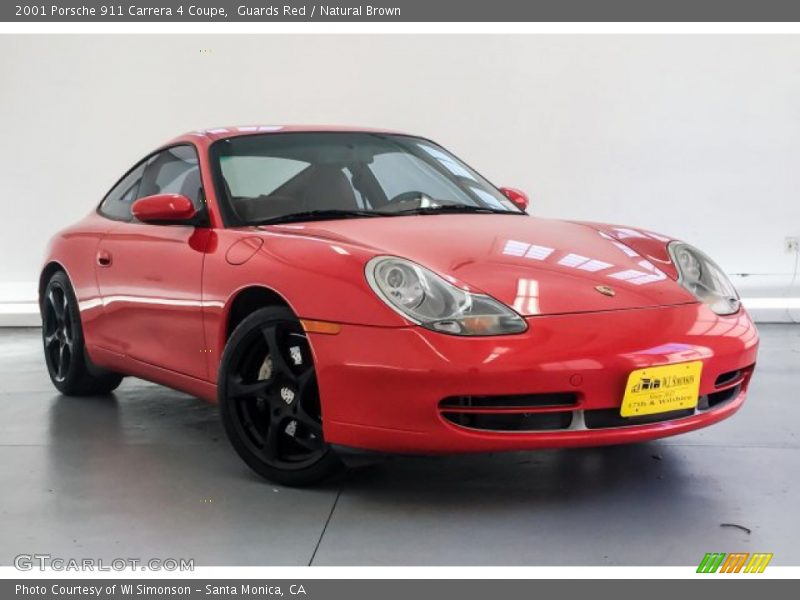 Guards Red / Natural Brown 2001 Porsche 911 Carrera 4 Coupe