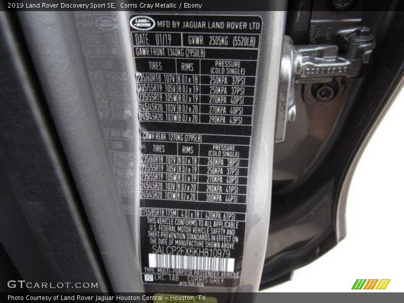 Corris Gray Metallic / Ebony 2019 Land Rover Discovery Sport SE