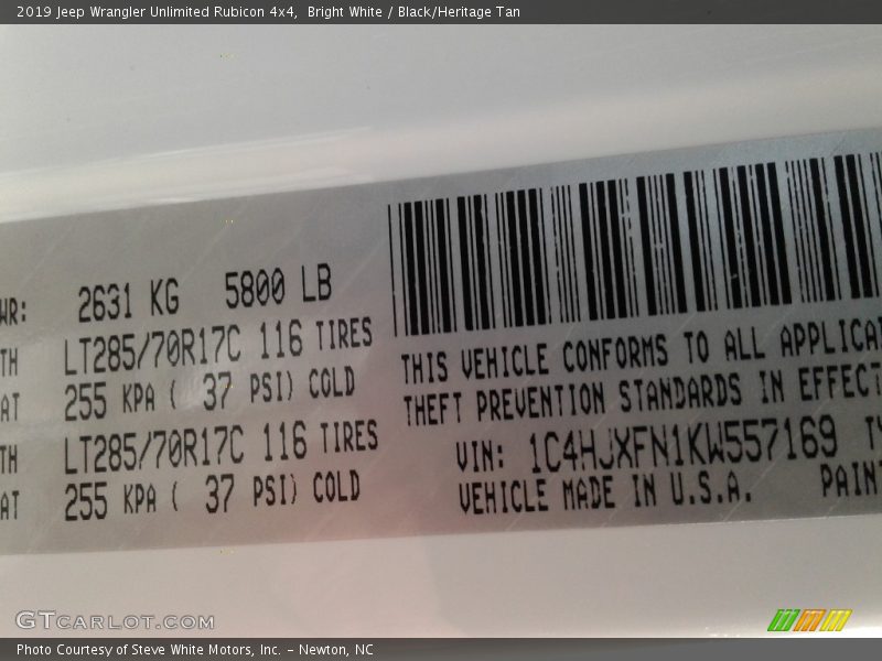 Bright White / Black/Heritage Tan 2019 Jeep Wrangler Unlimited Rubicon 4x4