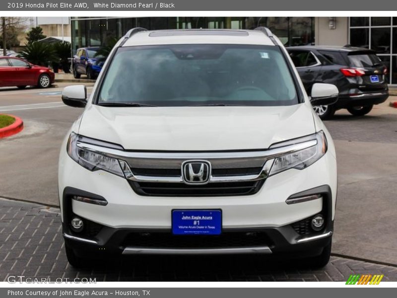 White Diamond Pearl / Black 2019 Honda Pilot Elite AWD