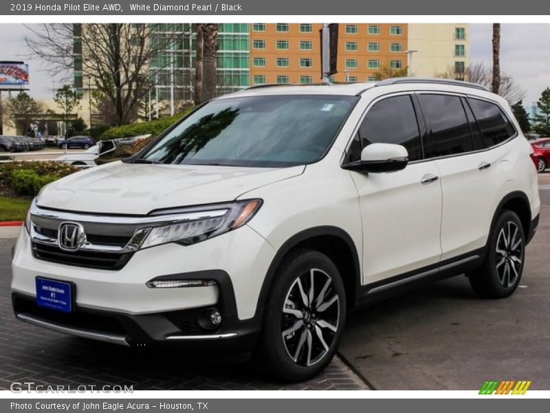 White Diamond Pearl / Black 2019 Honda Pilot Elite AWD