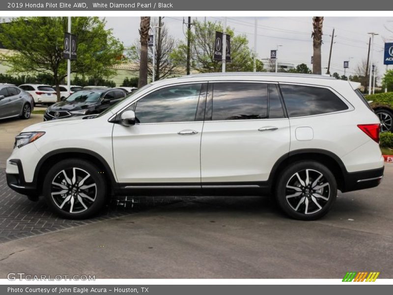 White Diamond Pearl / Black 2019 Honda Pilot Elite AWD