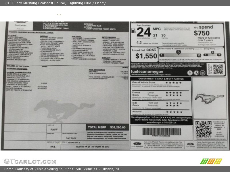 Lightning Blue / Ebony 2017 Ford Mustang Ecoboost Coupe