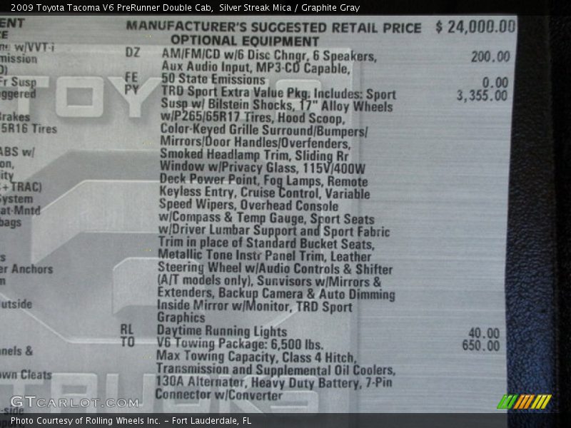 Silver Streak Mica / Graphite Gray 2009 Toyota Tacoma V6 PreRunner Double Cab