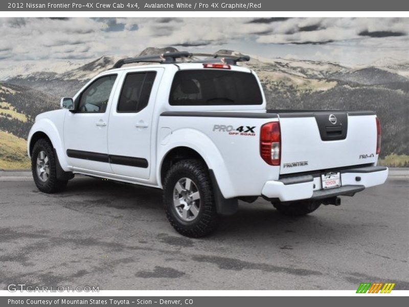 Avalanche White / Pro 4X Graphite/Red 2012 Nissan Frontier Pro-4X Crew Cab 4x4