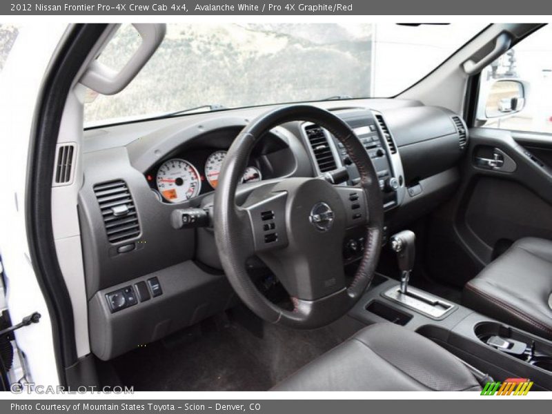 Avalanche White / Pro 4X Graphite/Red 2012 Nissan Frontier Pro-4X Crew Cab 4x4