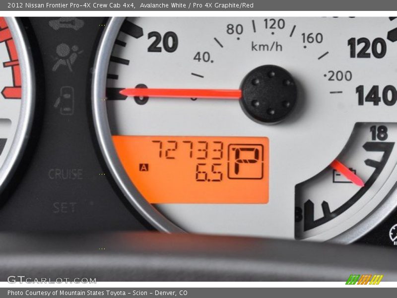 Avalanche White / Pro 4X Graphite/Red 2012 Nissan Frontier Pro-4X Crew Cab 4x4