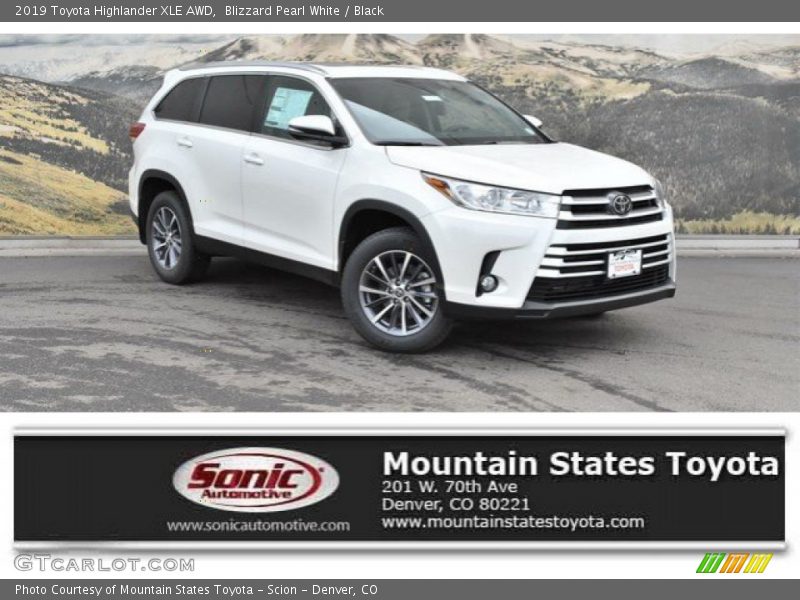 Blizzard Pearl White / Black 2019 Toyota Highlander XLE AWD