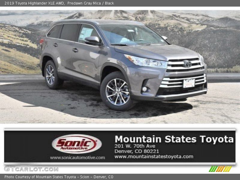 Predawn Gray Mica / Black 2019 Toyota Highlander XLE AWD