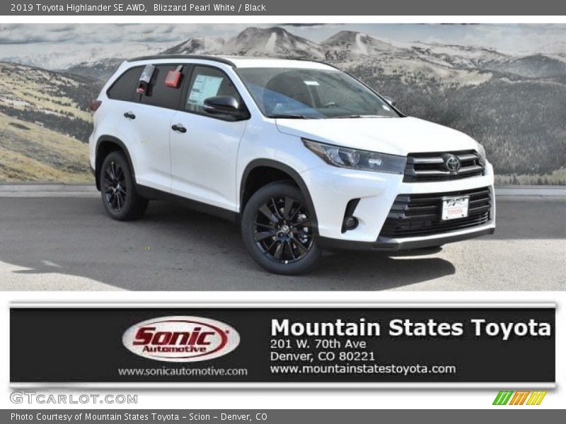 Blizzard Pearl White / Black 2019 Toyota Highlander SE AWD