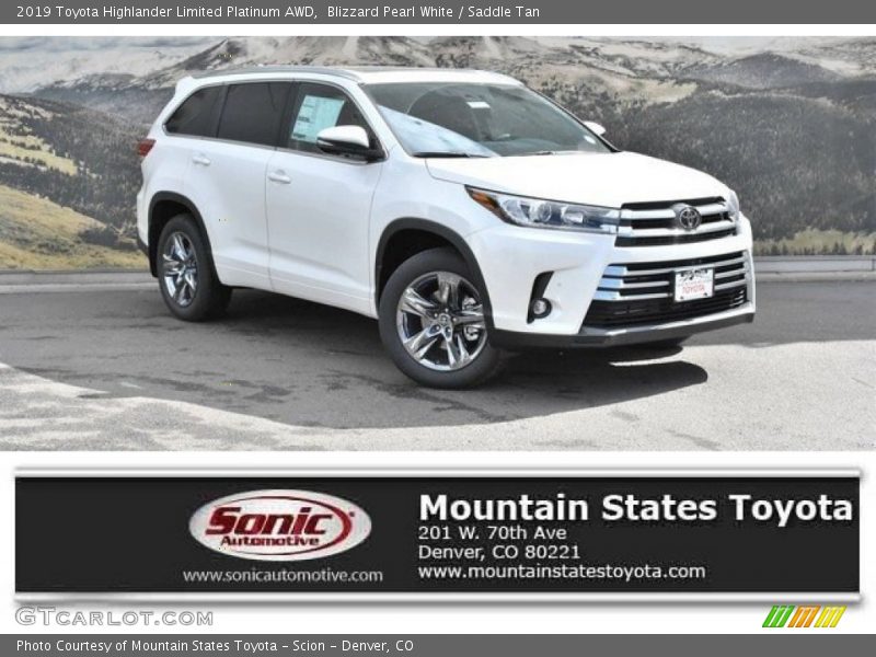 Blizzard Pearl White / Saddle Tan 2019 Toyota Highlander Limited Platinum AWD