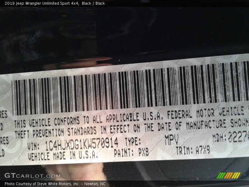Black / Black 2019 Jeep Wrangler Unlimited Sport 4x4