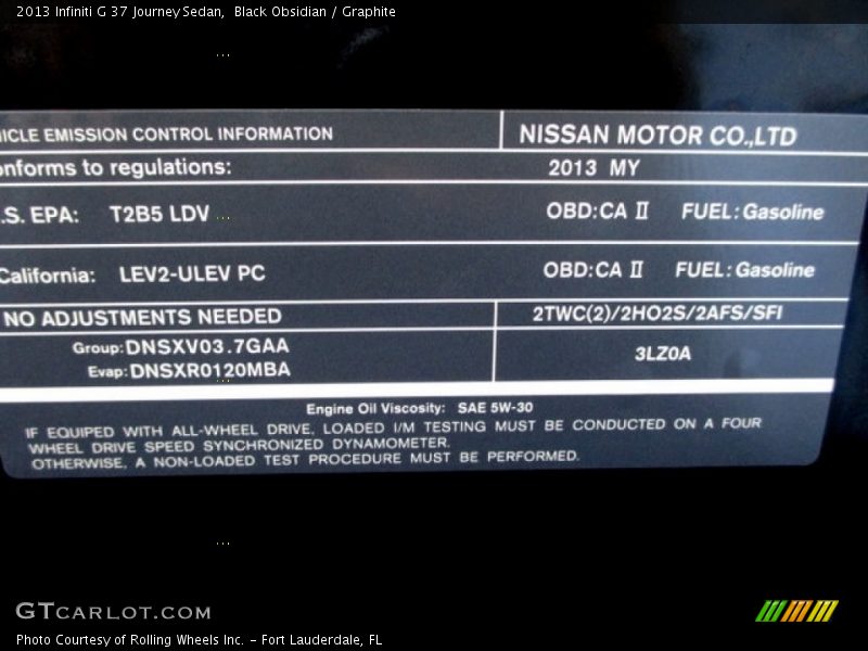 Black Obsidian / Graphite 2013 Infiniti G 37 Journey Sedan
