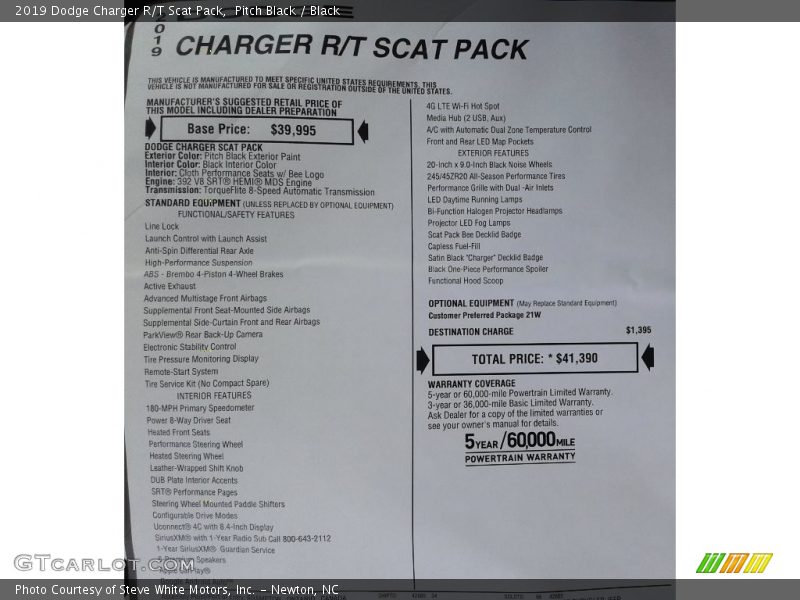 Pitch Black / Black 2019 Dodge Charger R/T Scat Pack