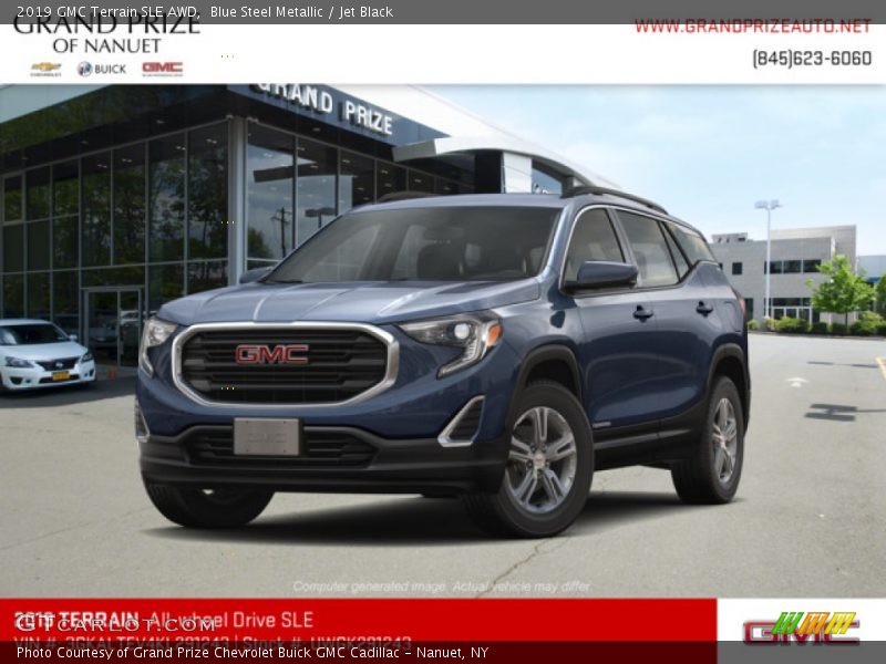 Blue Steel Metallic / Jet Black 2019 GMC Terrain SLE AWD