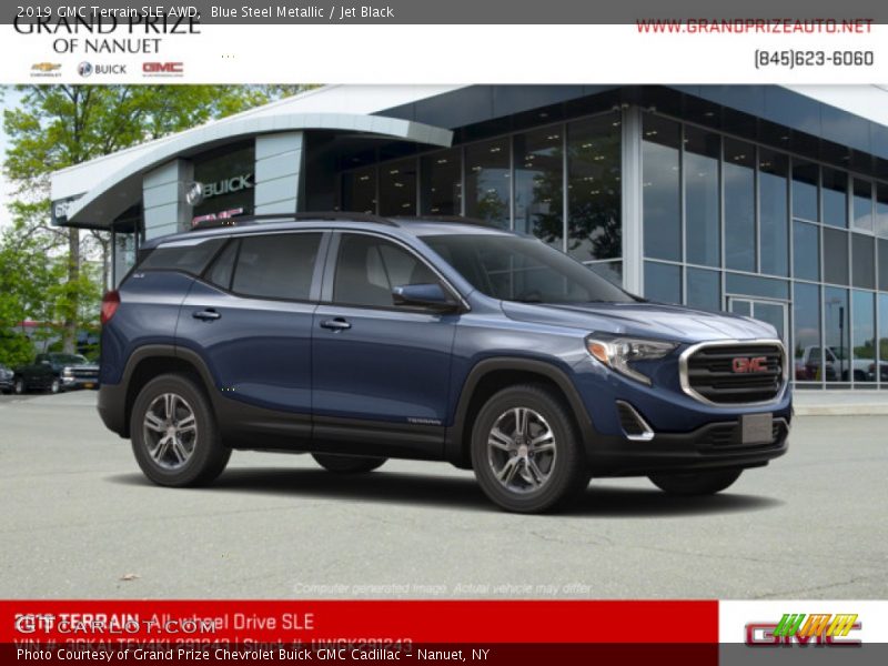 Blue Steel Metallic / Jet Black 2019 GMC Terrain SLE AWD