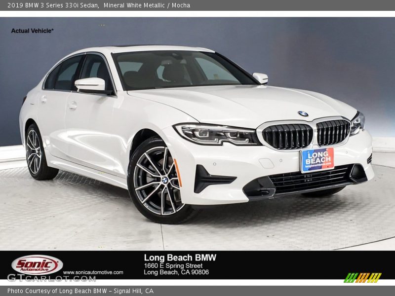 Mineral White Metallic / Mocha 2019 BMW 3 Series 330i Sedan