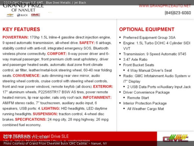 Blue Steel Metallic / Jet Black 2019 GMC Terrain SLE AWD