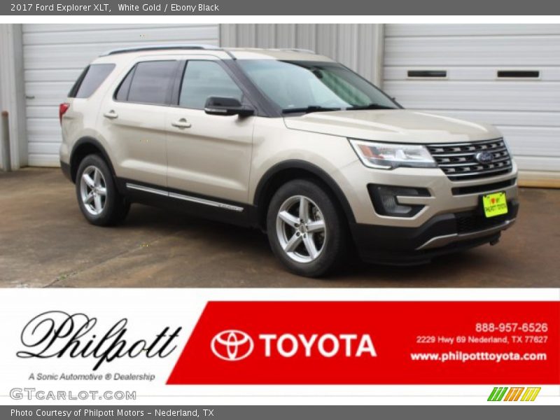 White Gold / Ebony Black 2017 Ford Explorer XLT