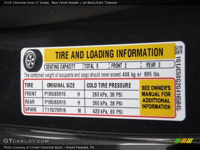 Blue Velvet Metallic / Jet Black/Dark Titanium 2016 Chevrolet Sonic LT Sedan