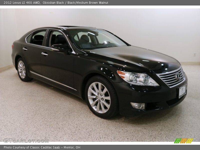 Obsidian Black / Black/Medium Brown Walnut 2012 Lexus LS 460 AWD