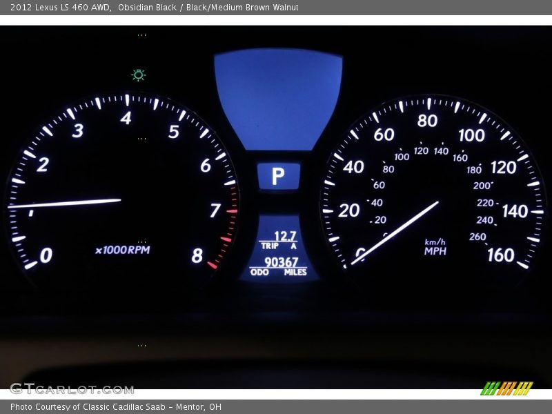 Obsidian Black / Black/Medium Brown Walnut 2012 Lexus LS 460 AWD