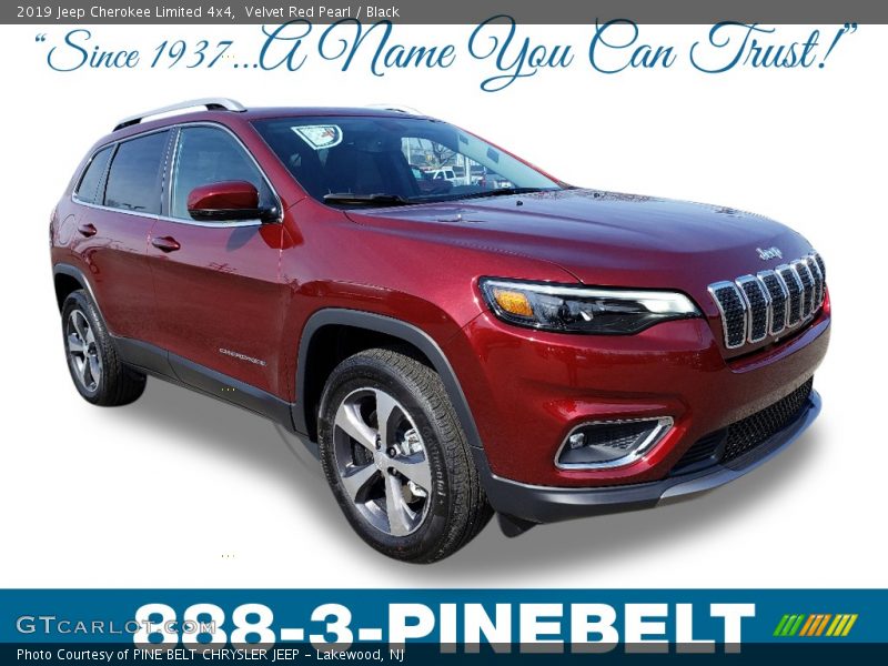 Velvet Red Pearl / Black 2019 Jeep Cherokee Limited 4x4