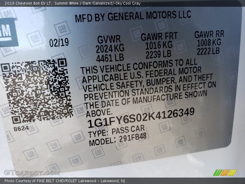 Summit White / Dark Galvanized/­Sky Cool Gray 2019 Chevrolet Bolt EV LT
