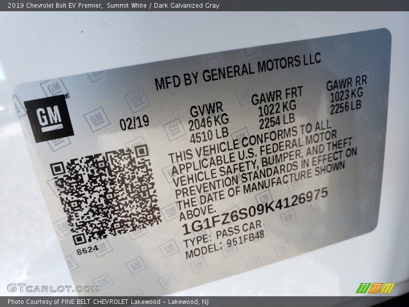Summit White / Dark Galvanized Gray 2019 Chevrolet Bolt EV Premier