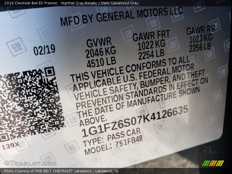 Nightfall Gray Metallic / Dark Galvanized Gray 2019 Chevrolet Bolt EV Premier