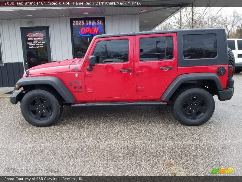 Flame Red / Dark Khaki/Medium Khaki 2008 Jeep Wrangler Unlimited X 4x4