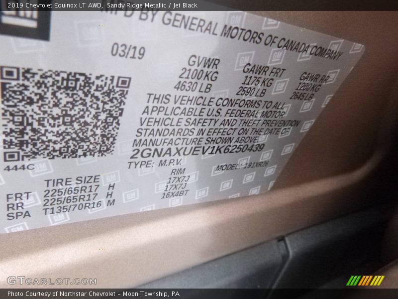 Sandy Ridge Metallic / Jet Black 2019 Chevrolet Equinox LT AWD