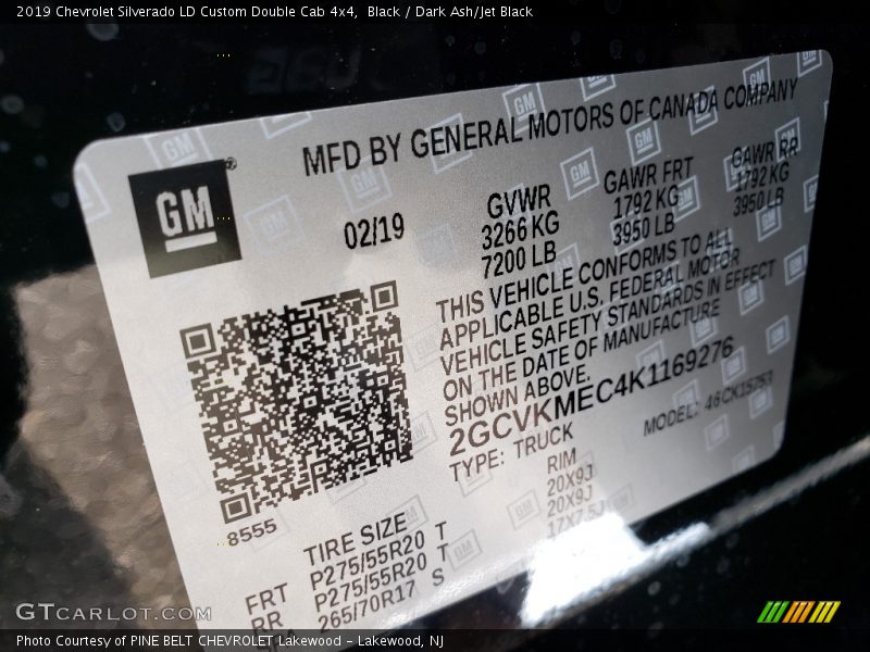 Black / Dark Ash/Jet Black 2019 Chevrolet Silverado LD Custom Double Cab 4x4