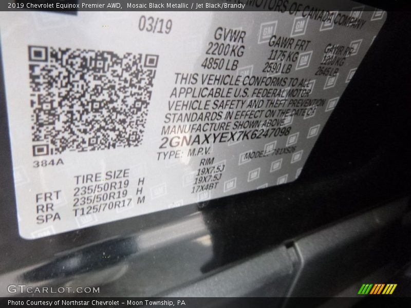 Mosaic Black Metallic / Jet Black/Brandy 2019 Chevrolet Equinox Premier AWD