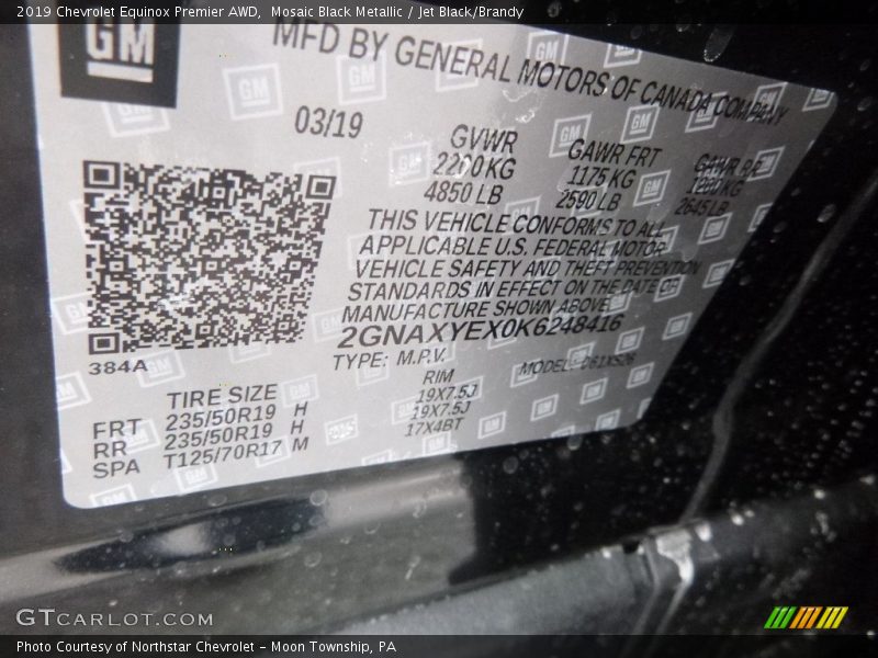 Mosaic Black Metallic / Jet Black/Brandy 2019 Chevrolet Equinox Premier AWD