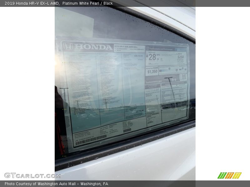 Platinum White Pearl / Black 2019 Honda HR-V EX-L AWD