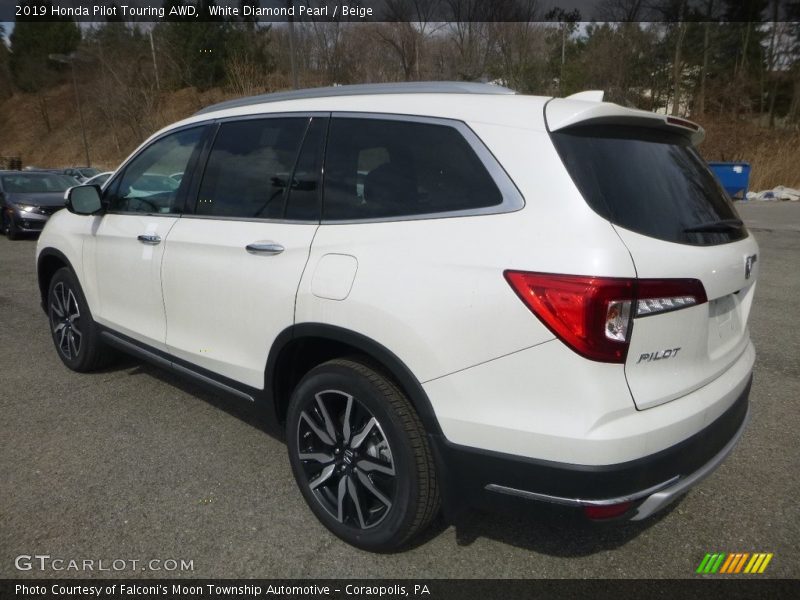 White Diamond Pearl / Beige 2019 Honda Pilot Touring AWD
