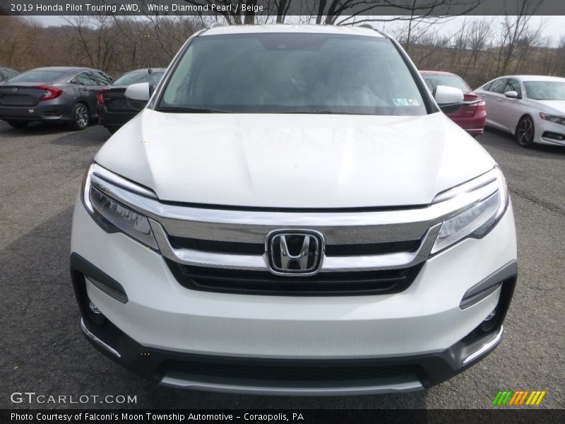 White Diamond Pearl / Beige 2019 Honda Pilot Touring AWD