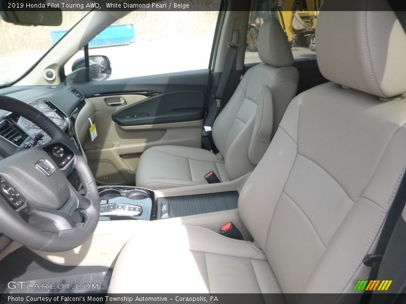White Diamond Pearl / Beige 2019 Honda Pilot Touring AWD