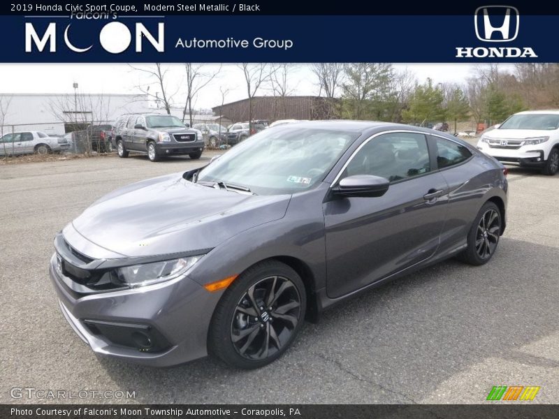 Modern Steel Metallic / Black 2019 Honda Civic Sport Coupe