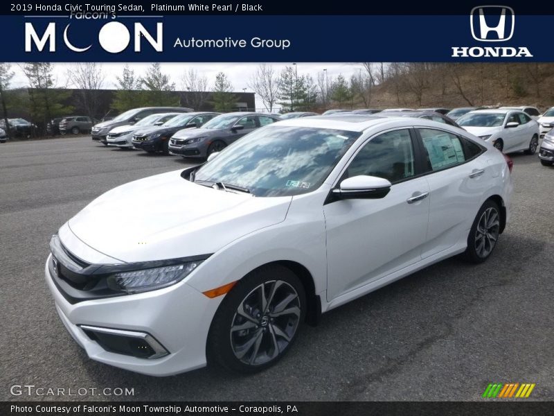 Platinum White Pearl / Black 2019 Honda Civic Touring Sedan