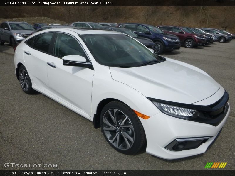 Platinum White Pearl / Black 2019 Honda Civic Touring Sedan