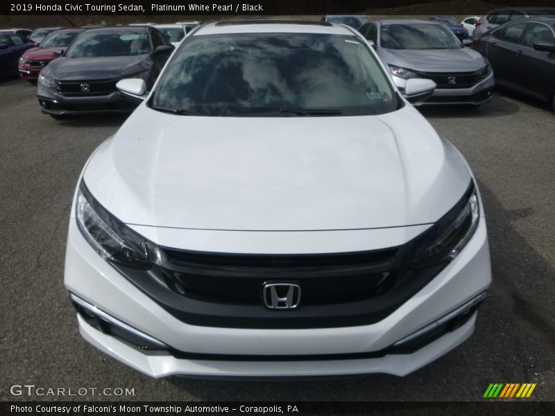 Platinum White Pearl / Black 2019 Honda Civic Touring Sedan
