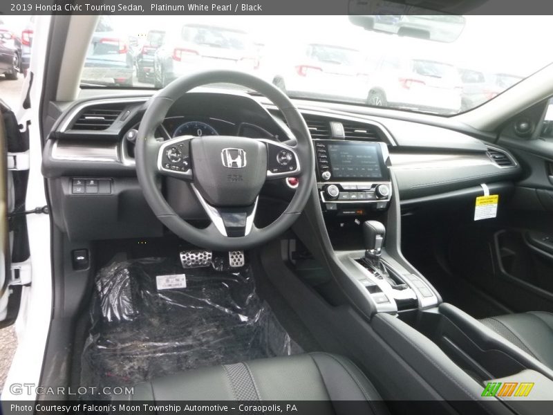 Platinum White Pearl / Black 2019 Honda Civic Touring Sedan