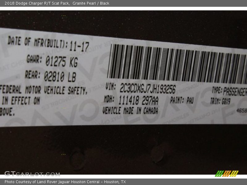 Granite Pearl / Black 2018 Dodge Charger R/T Scat Pack