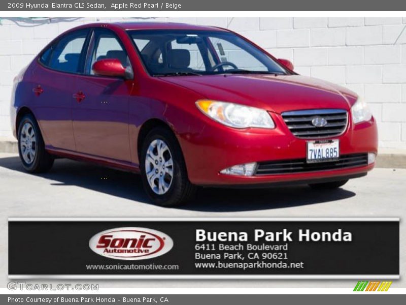 Apple Red Pearl / Beige 2009 Hyundai Elantra GLS Sedan