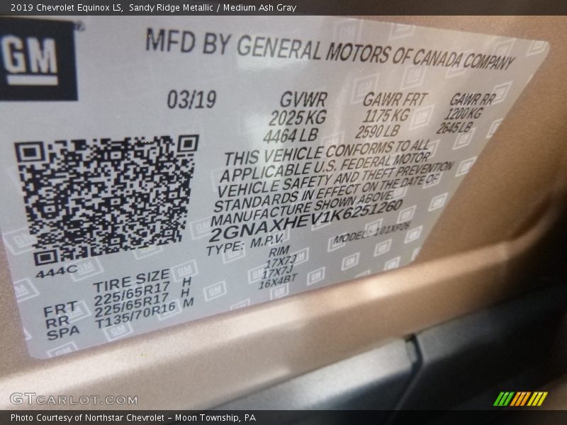 Sandy Ridge Metallic / Medium Ash Gray 2019 Chevrolet Equinox LS