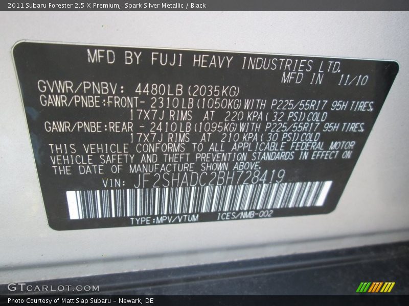 Spark Silver Metallic / Black 2011 Subaru Forester 2.5 X Premium